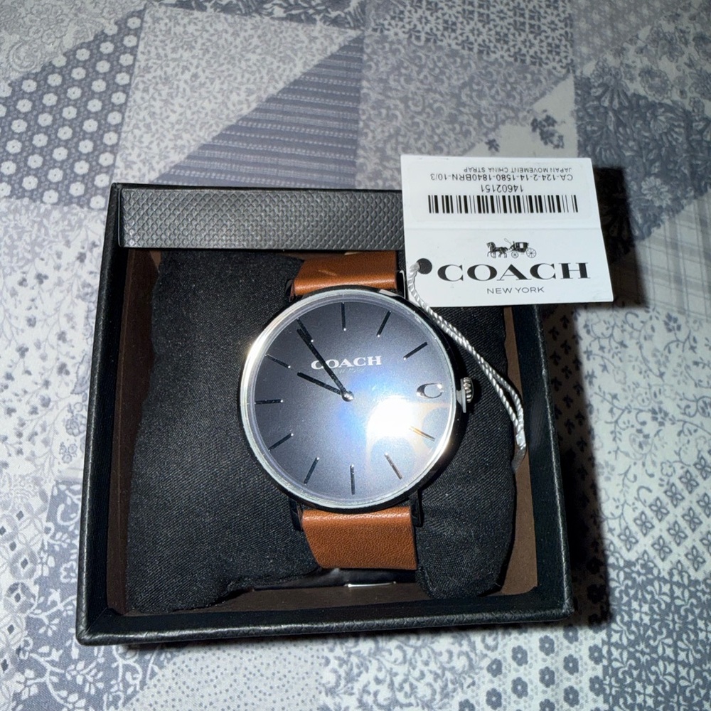 Coach Blue and Tan Leather Watch